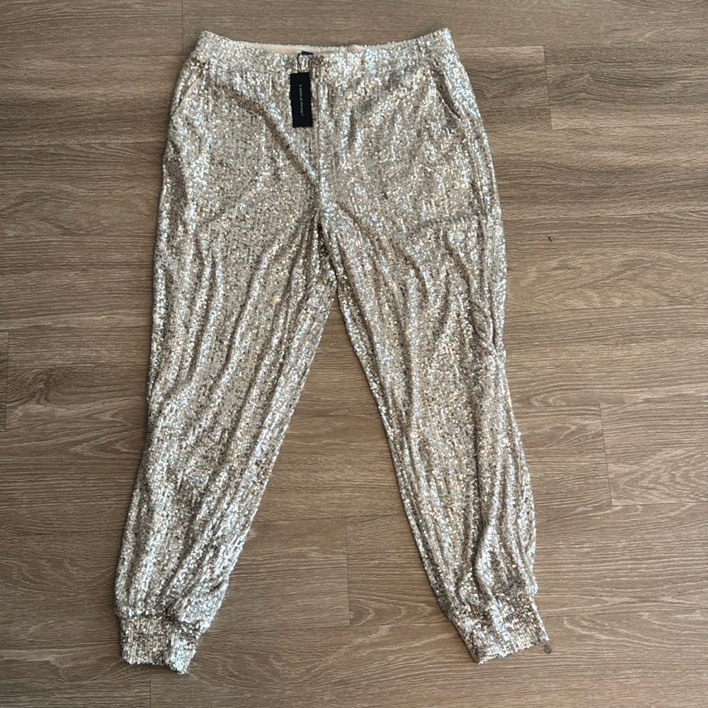 Silver sequin jogger pant